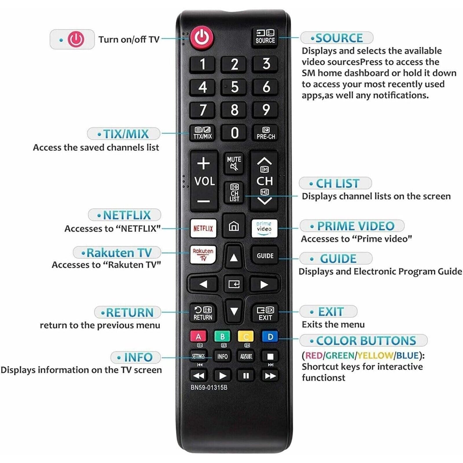 10x BN59-01315b universal remote control for Samsung Smart TV 4K 8K LED UHD QLED
