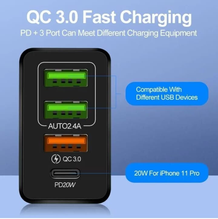 Fast Charger Adapter For Apple iPhone & Samsung Android  UK Ireland PD20W USB