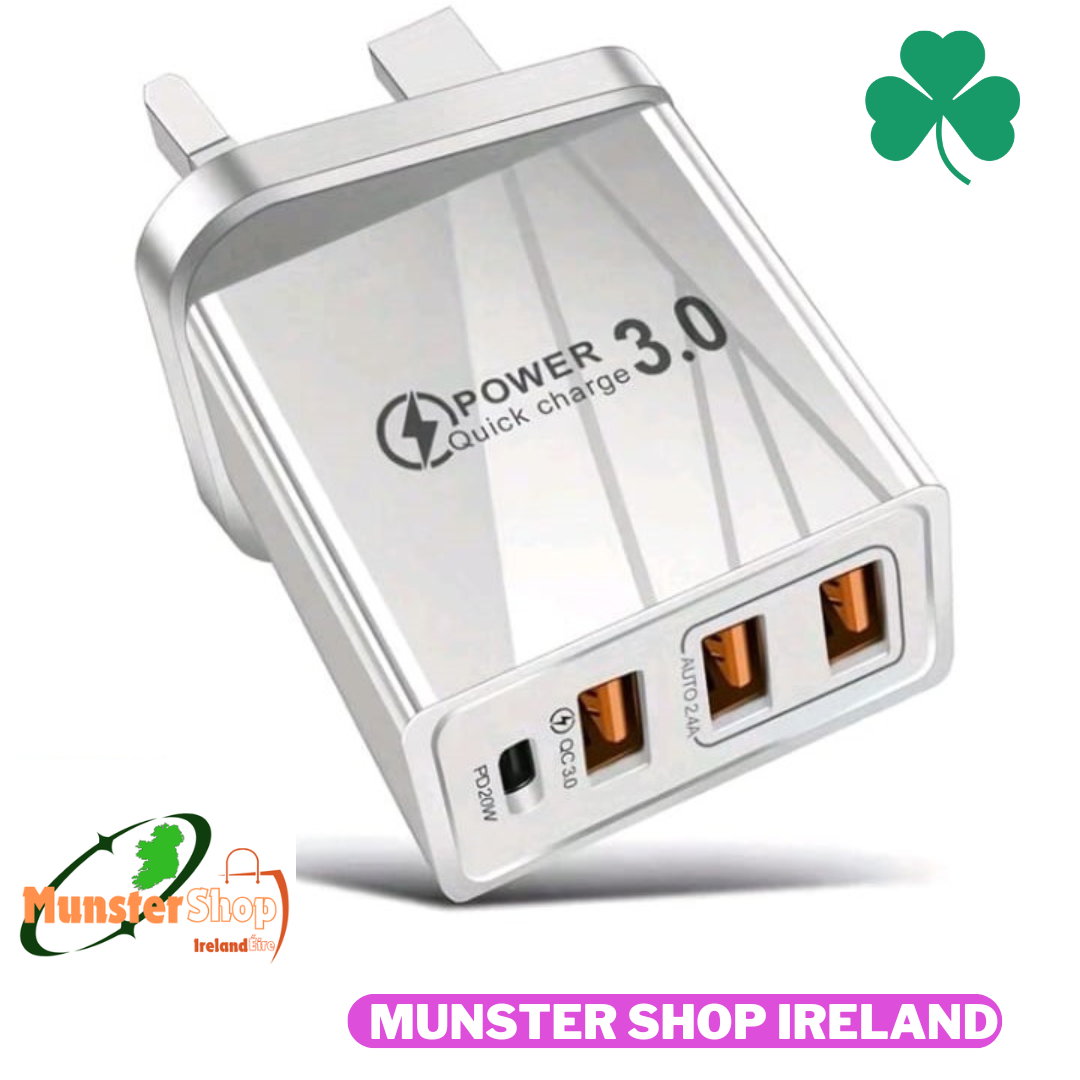 Fast Charger Adapter For Apple iPhone & Samsung Android  UK Ireland PD20W USB